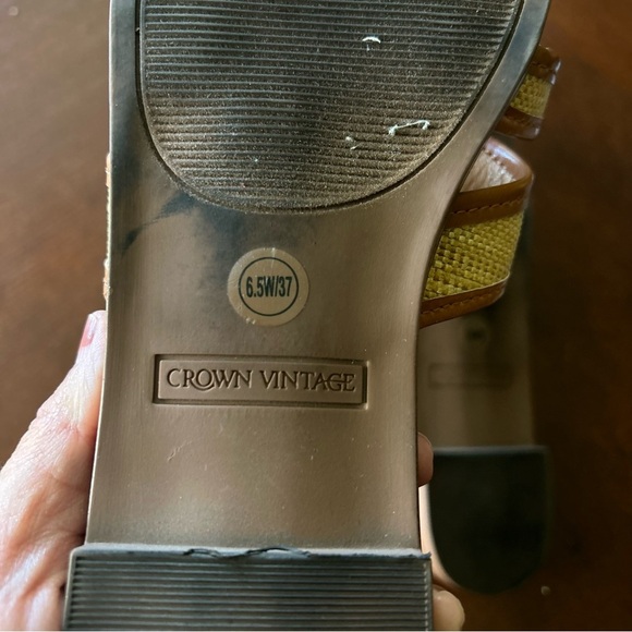 Crown Vintage | Belizze Brown and Cream Slide Sandals - Picture 7 of 7